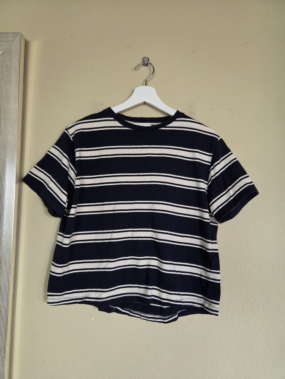 Designers Society Classic Boxy Fit Navy & White Striped Tee